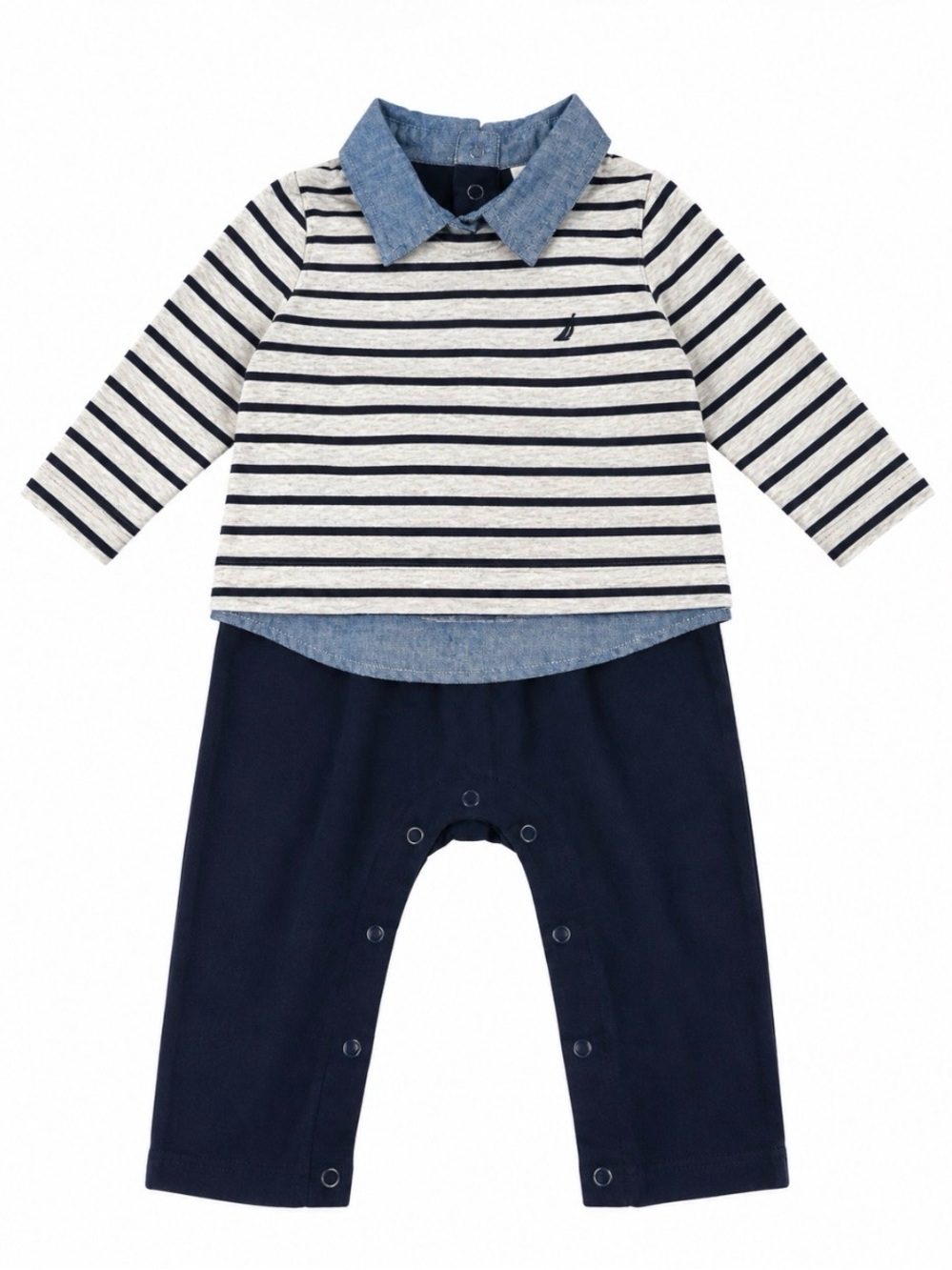GAP Navy & Cream Striped Collared Baby Jacket Romper